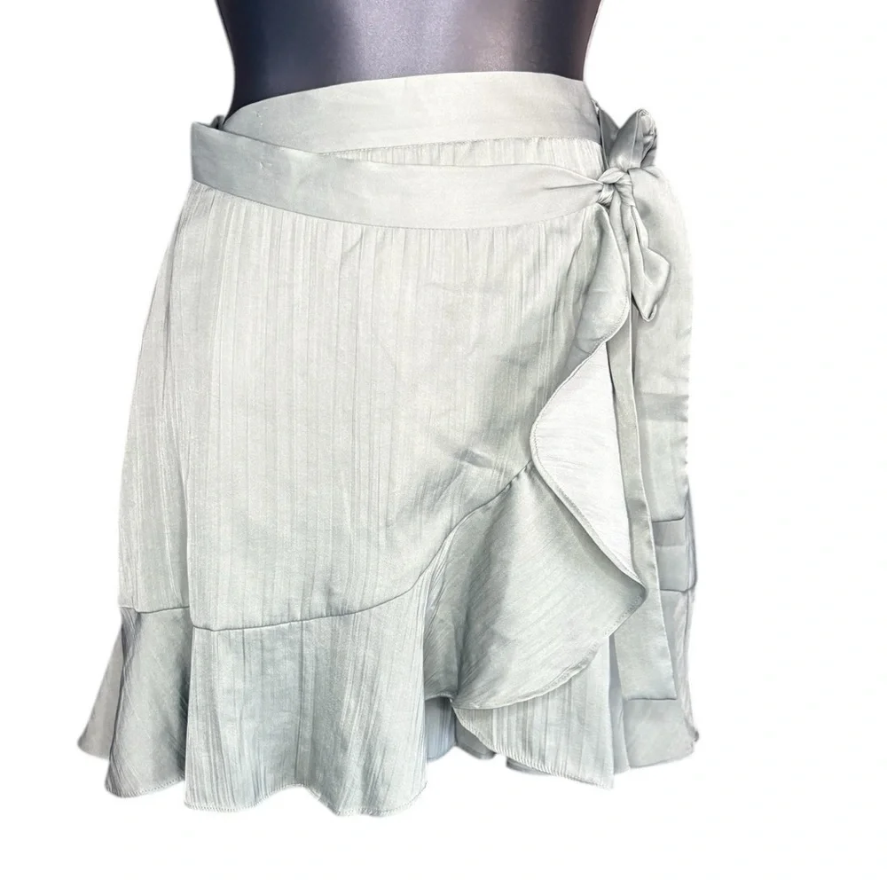 Maeve Anthropologie Ruffle Mini Skirt Moss Green Size XXS preloved